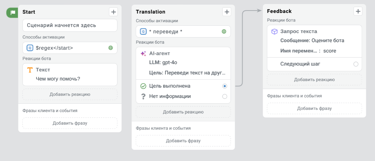 Пример с блоком AI-агент